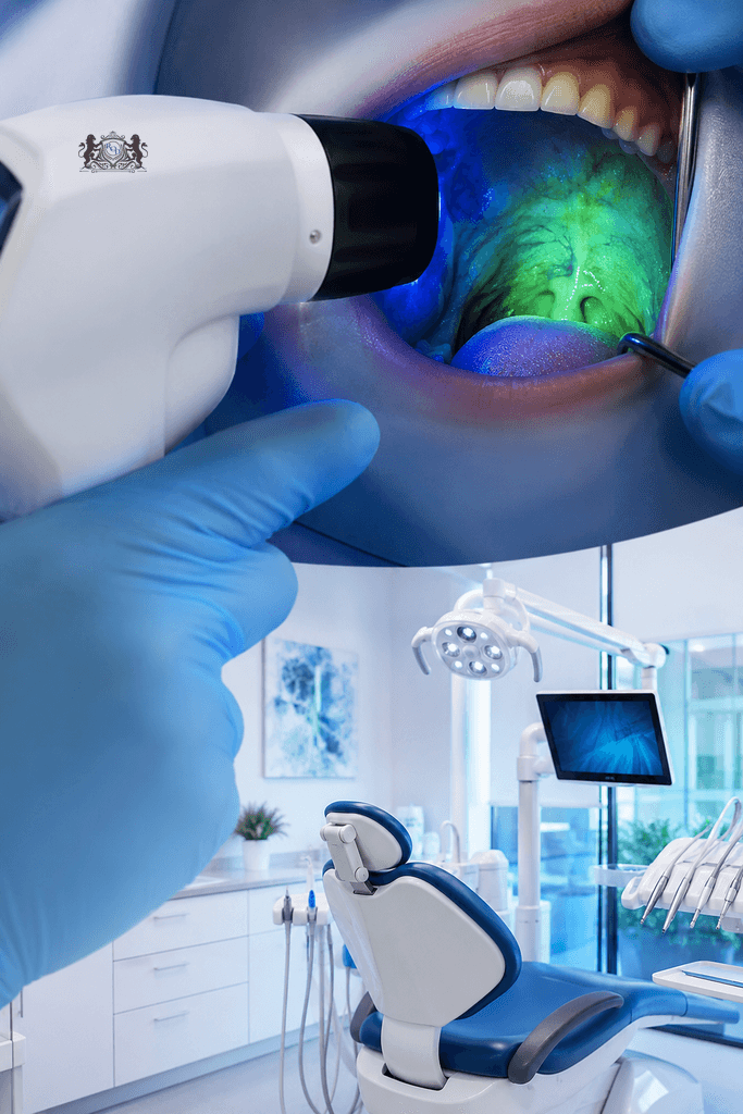 Oral cancer screening with velscope at Royal Oak Dental in Oakville, Ontario